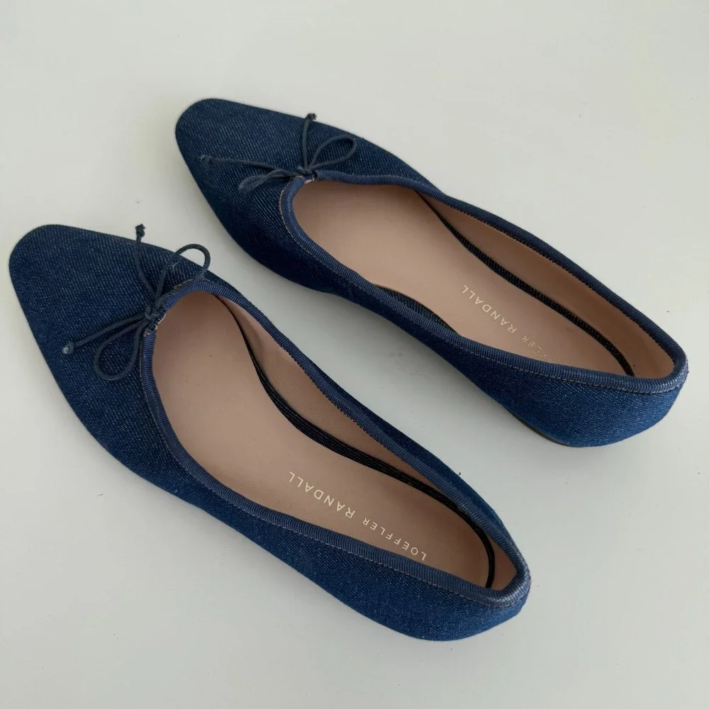 Loeffler Randall Ballet Flat Womens 7.5 B Blue Denim Georgie Minimalist Luxury
